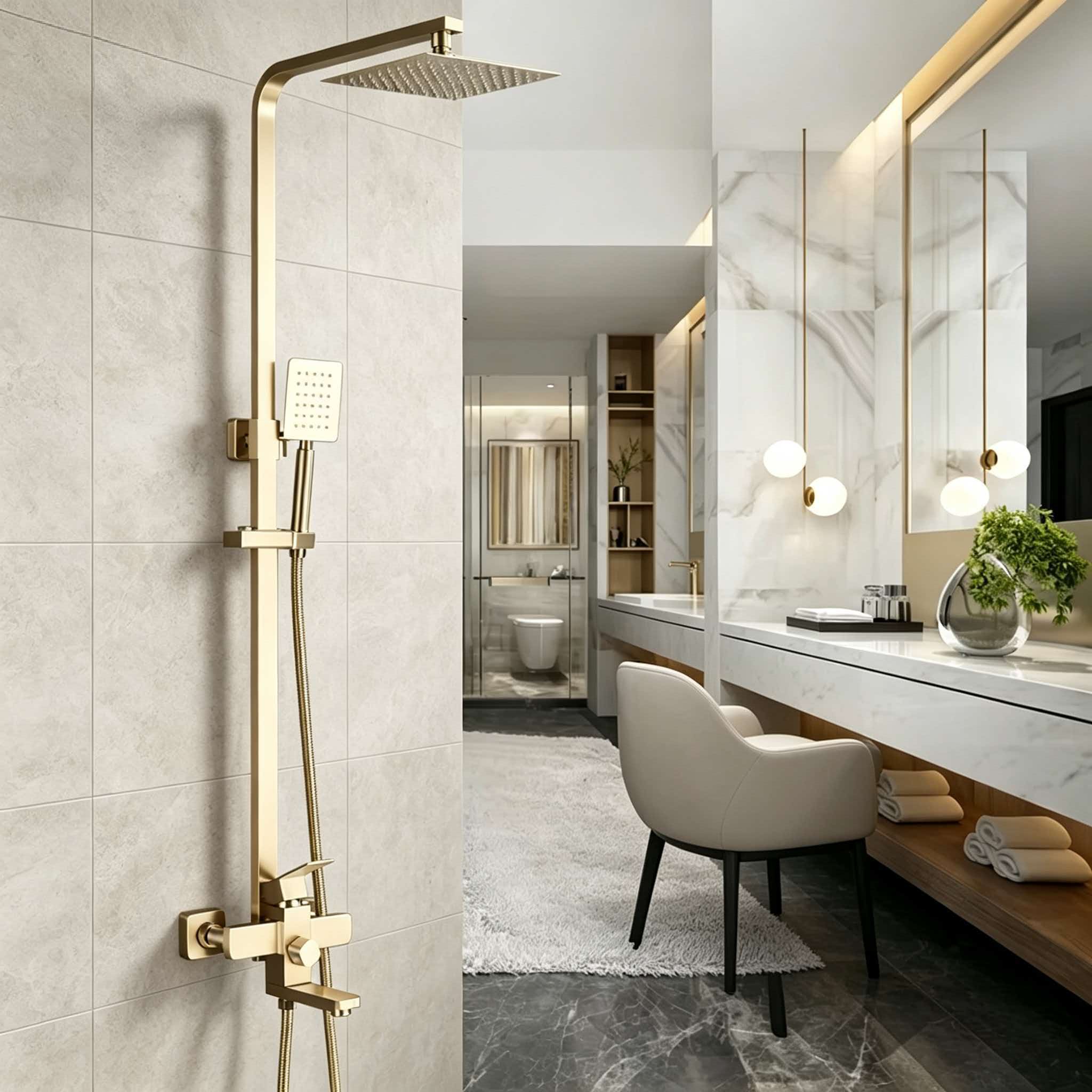 طقم دش ذهبي من الفولاذ المقاوم - مراجعة Home Bathroom Faucets وسعره