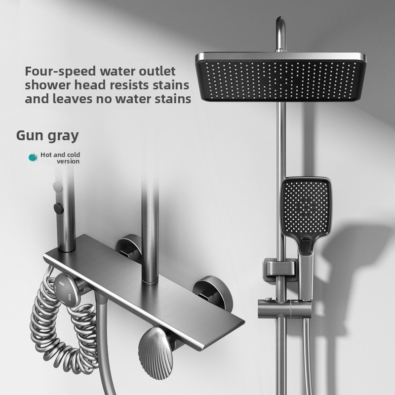 طقم دش نحاسي بالكامل بلون رماد - مراجعة Home Bathroom Faucets وسعره